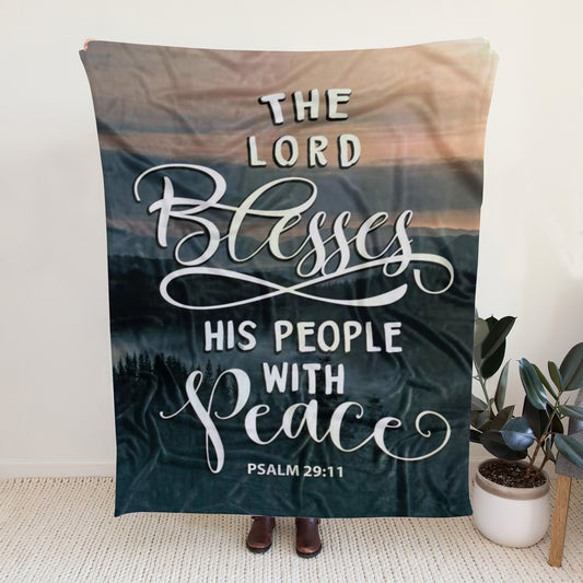 Sherpa Fleece Blanket - The Lord Blesses His People With Peace Psalm 29:11 Christian Blanket - Ciaocustom