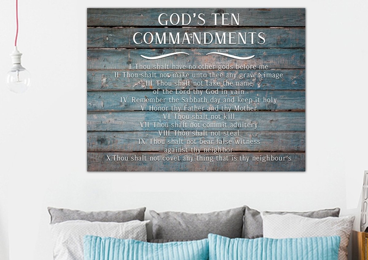 The 10 Commandments Rustic Wall Image - Christian Canvas Wall Art