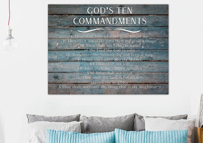 The 10 Commandments Rustic Wall Image - Christian Canvas Wall Art