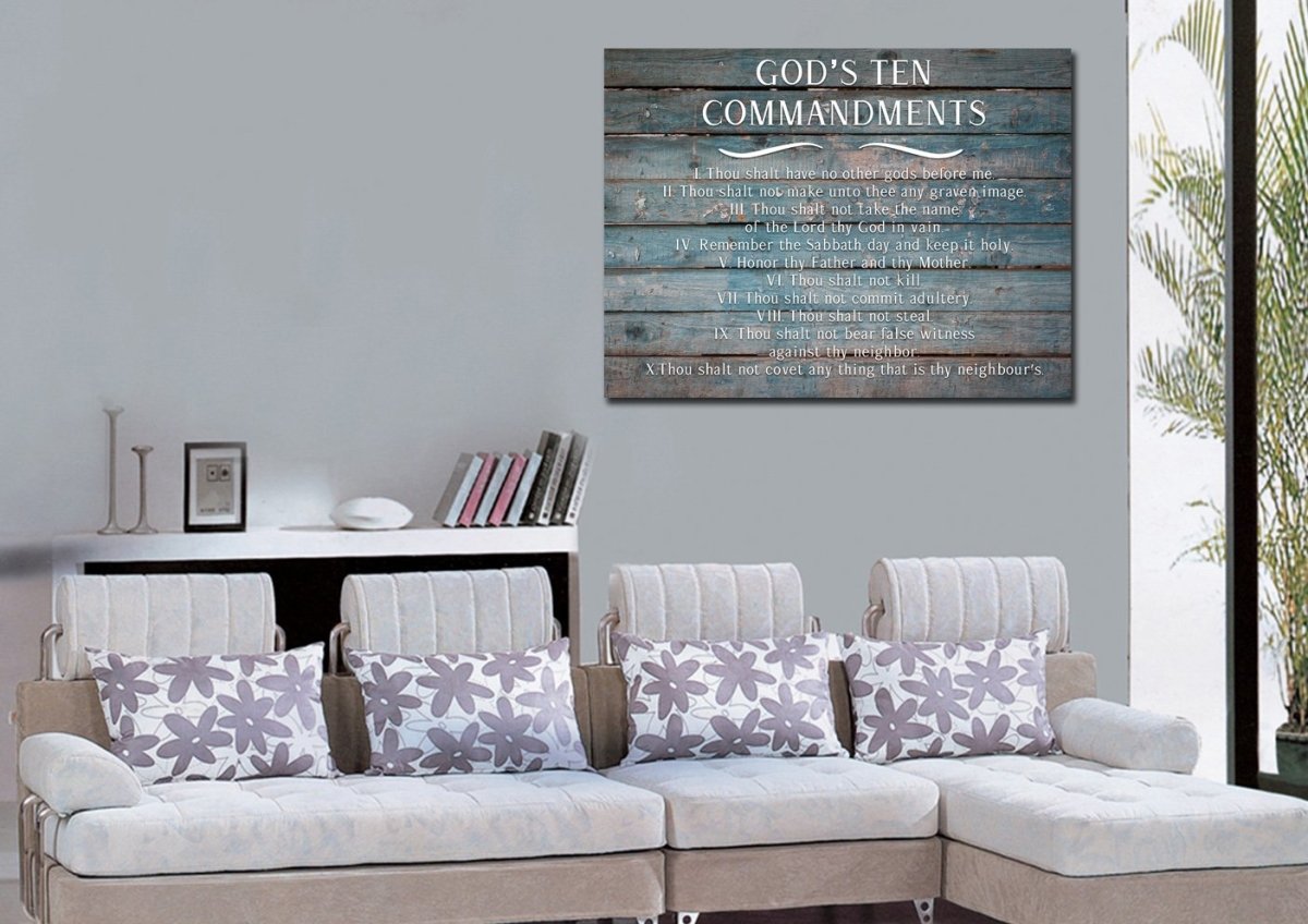 The 10 Commandments Rustic Wall Image - Christian Canvas Wall Art