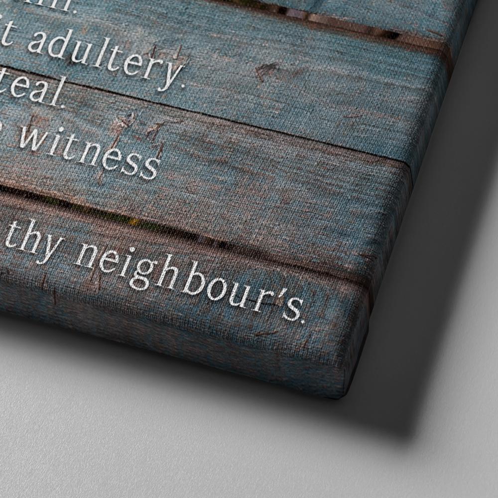 The 10 Commandments Rustic Wall Image - Christian Canvas Wall Art