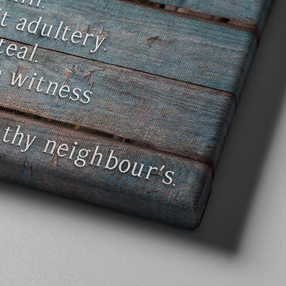 The 10 Commandments Rustic Wall Image - Christian Canvas Wall Art