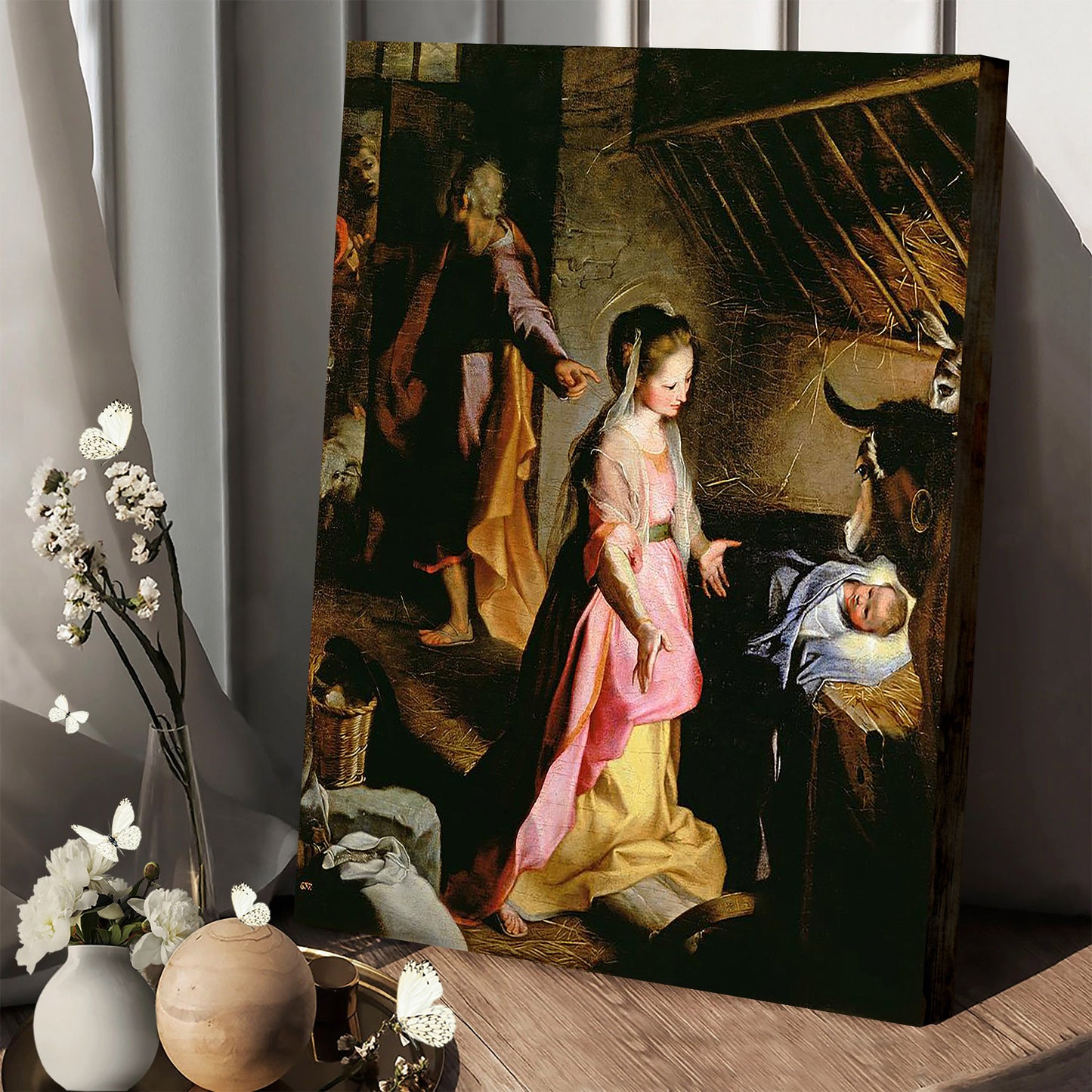 The Adoration Of The Child  Canvas Wall Art - Jesus Canvas Pictures - Christian Wall Art