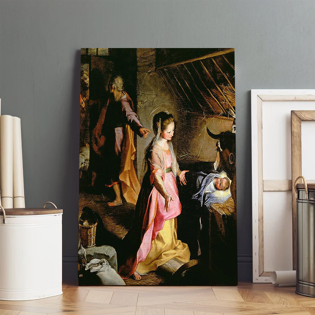 The Adoration Of The Child  Canvas Wall Art - Jesus Canvas Pictures - Christian Wall Art