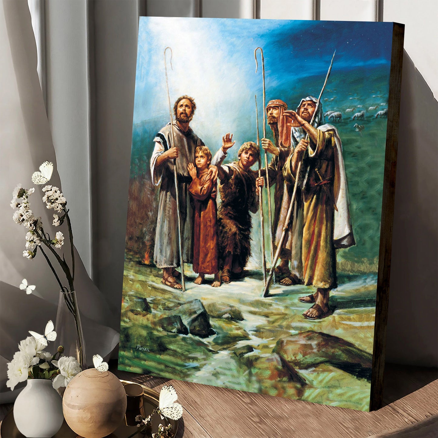The Announcement Of Christ’s Birth To The Shepherds Canvas Pictures - Religious Wall Art Canvas - Christian Paintings For Home