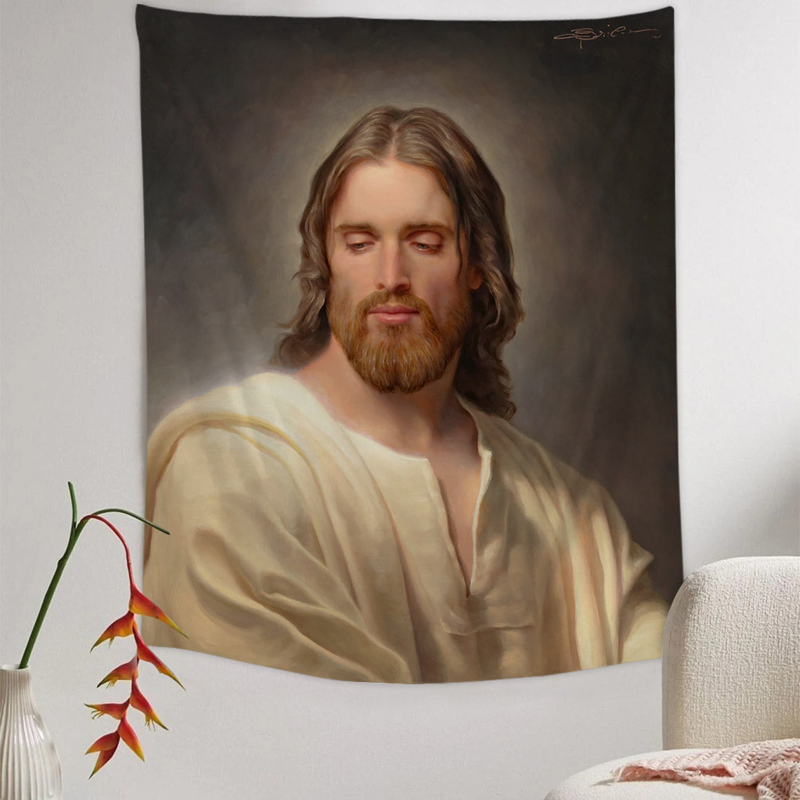 The Anointed One Tapestry - Jesus Picture - Religious Tapestry - Christian Tapestry Wall Hangings
