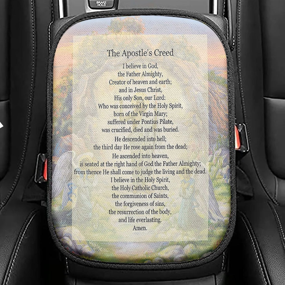 The Apostle's Creed Seat Box Cover, Jesus Christ Surrounded By His Apostles Car Center Console Cover, Christian Car Interior Accessories