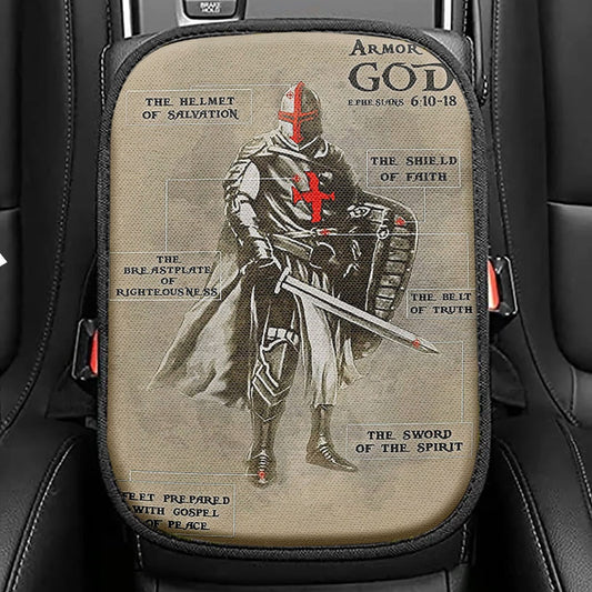 The Armor of God Seat Box Cover, Ephesians 610 18 NIV Car Center Console Cover, Christian Car Interior Accessories