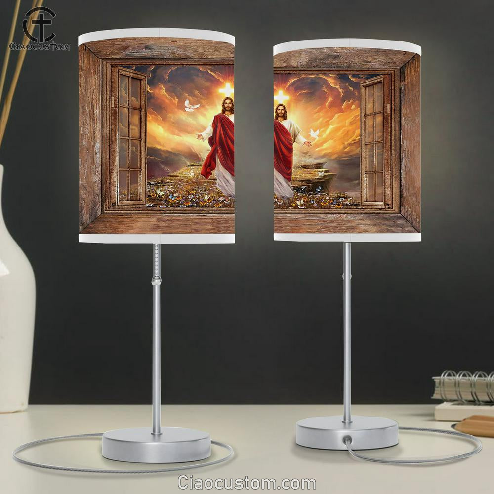 The Arms Of Jesus Path To Heaven Table Lamp Art - Bible Verse Lamp Art - Room Decor Christian