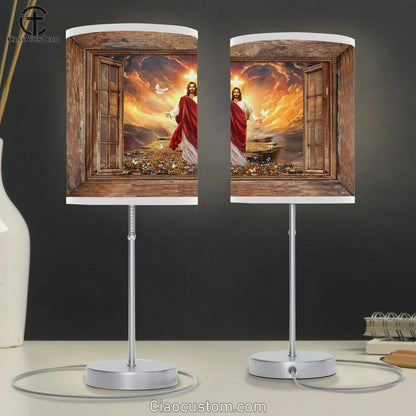 The Arms Of Jesus Path To Heaven Table Lamp Art - Bible Verse Lamp Art - Room Decor Christian