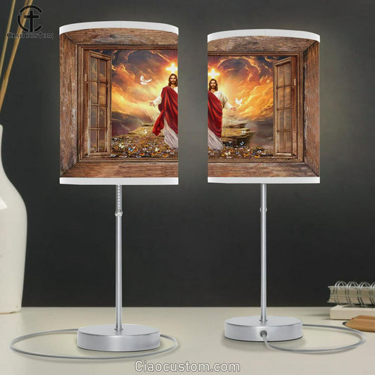 The Arms Of Jesus Path To Heaven Table Lamp Art - Bible Verse Lamp Art - Room Decor Christian