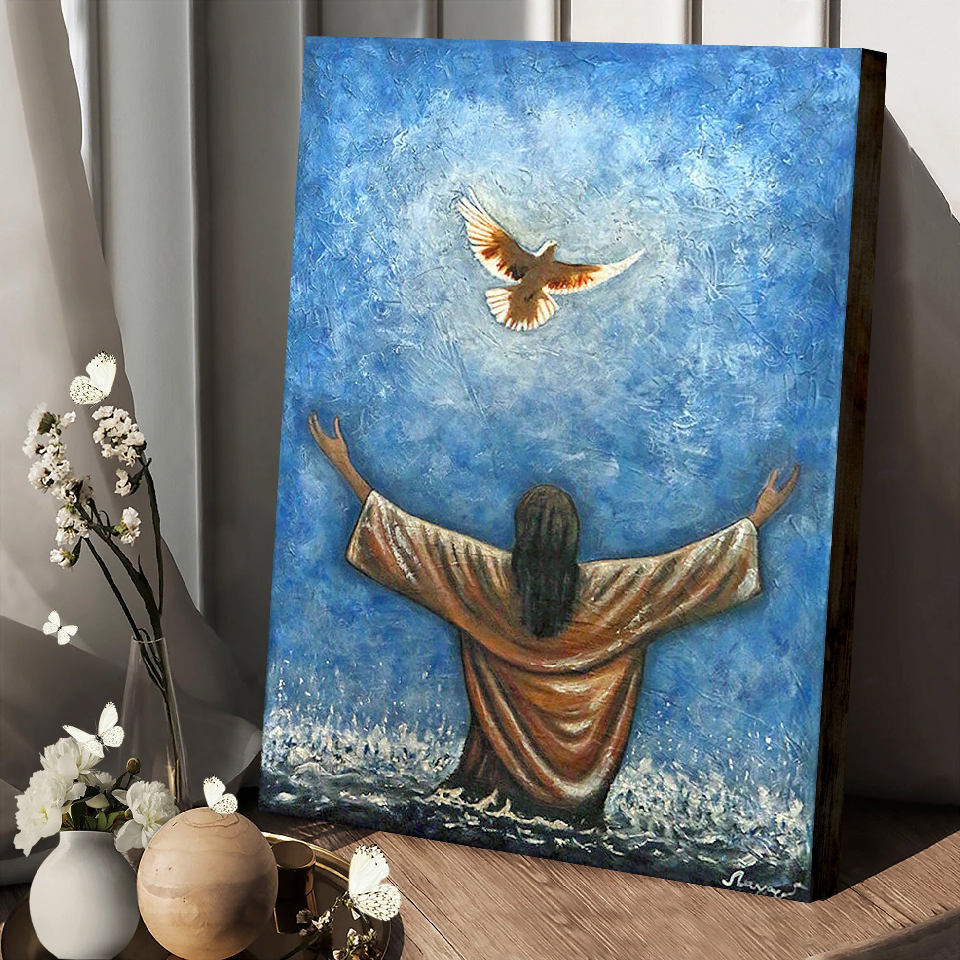 The Baptism Of Jesus Christ Painting Canvas Wall Art - Jesus Portrait Picture - Religious Gift - Christian Wall Art Decor