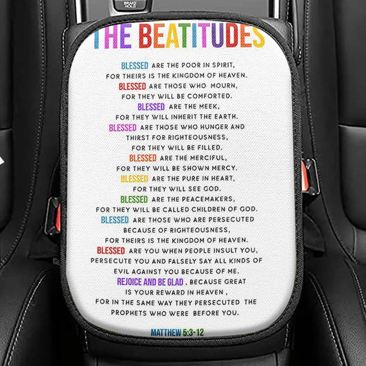The Beatitudes Seat Box Cover, Christian Car Center Console Cover