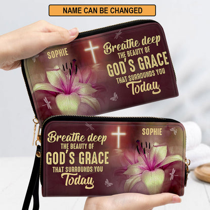 The Beauty Of God‘S Grace That Surrounds You Today Clutch Purse For Women - Personalized Name - Christian Gifts For Women