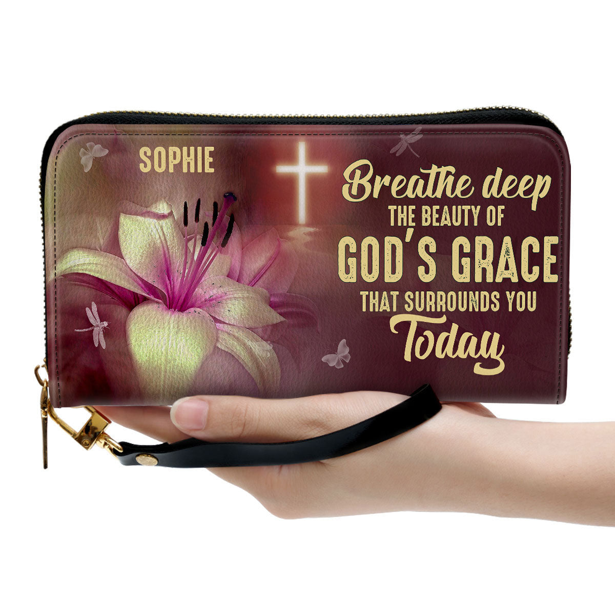The Beauty Of God‘S Grace That Surrounds You Today Clutch Purse For Women - Personalized Name - Christian Gifts For Women