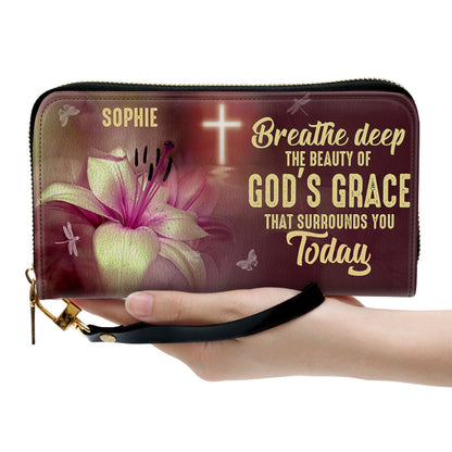 The Beauty Of God‘S Grace That Surrounds You Today Clutch Purse For Women - Personalized Name - Christian Gifts For Women