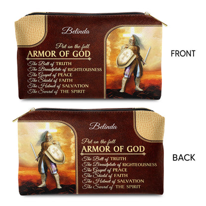 The Belt Of Truth Personalized Leather Pouch With Zipper - Religious Gift For Worship Members