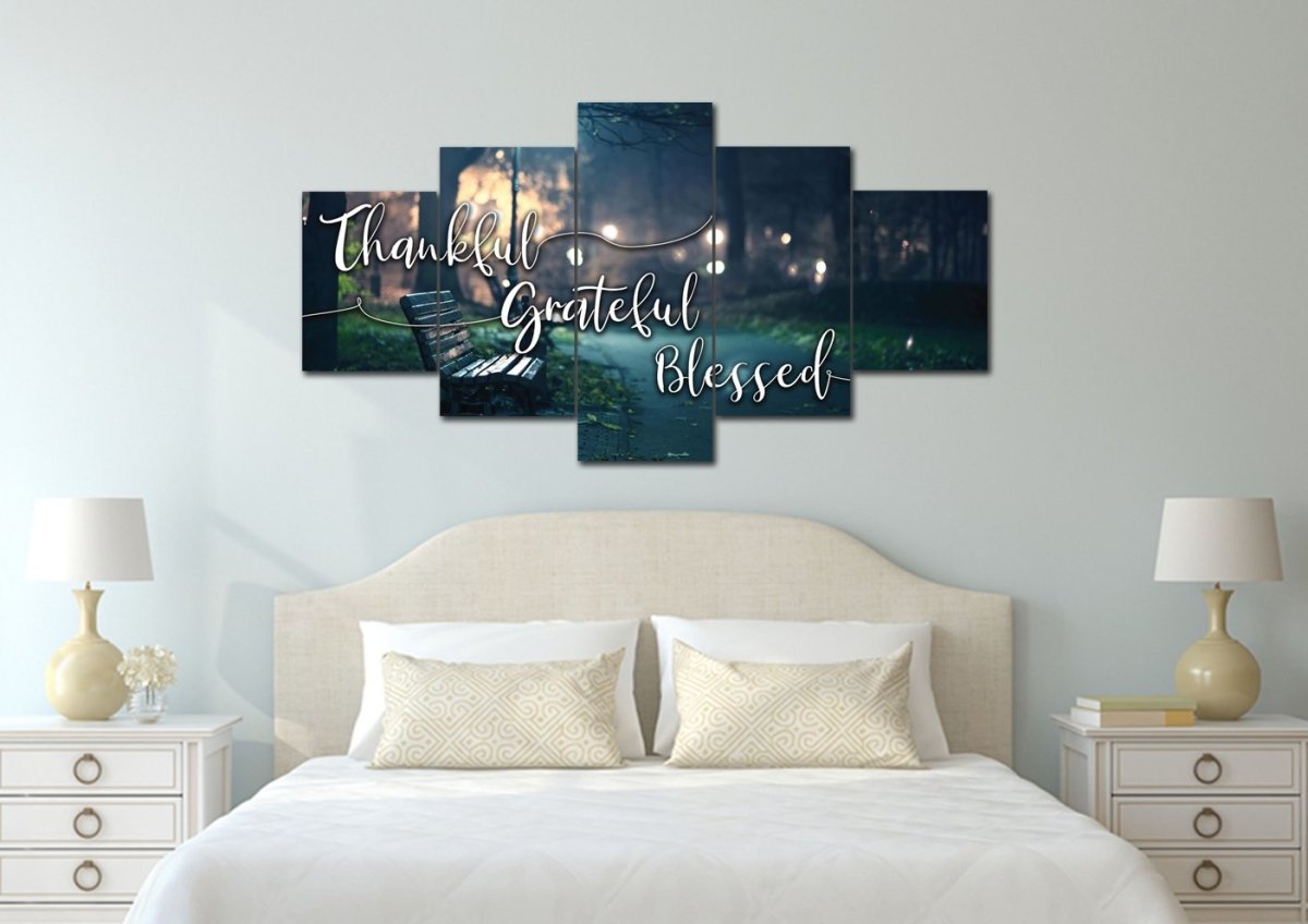 The Bench Thankful, Grateful & Blessed Wall Decor - Christian Canvas Wall Art