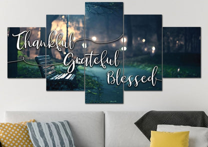 The Bench Thankful, Grateful & Blessed Wall Decor - Christian Canvas Wall Art