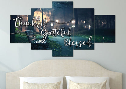 The Bench Thankful, Grateful & Blessed Wall Decor - Christian Canvas Wall Art