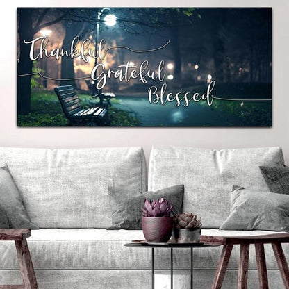 The Bench Thankful, Grateful & Blessed Wall Decor - Christian Canvas Wall Art