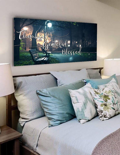 The Bench Thankful, Grateful & Blessed Wall Decor - Christian Canvas Wall Art