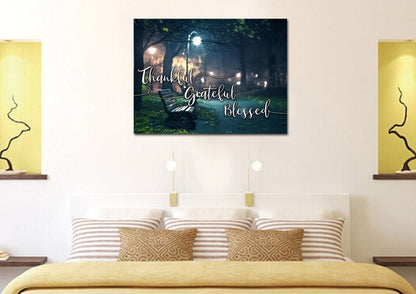 The Bench Thankful, Grateful & Blessed Wall Decor - Christian Canvas Wall Art