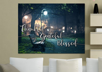 The Bench Thankful, Grateful & Blessed Wall Decor - Christian Canvas Wall Art