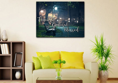 The Bench Thankful, Grateful & Blessed Wall Decor - Christian Canvas Wall Art