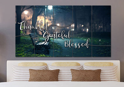 The Bench Thankful, Grateful & Blessed Wall Decor - Christian Canvas Wall Art