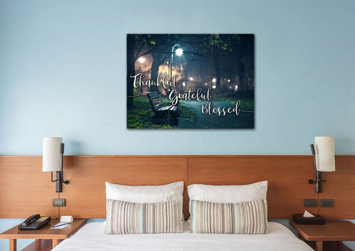 The Bench Thankful, Grateful & Blessed Wall Decor - Christian Canvas Wall Art