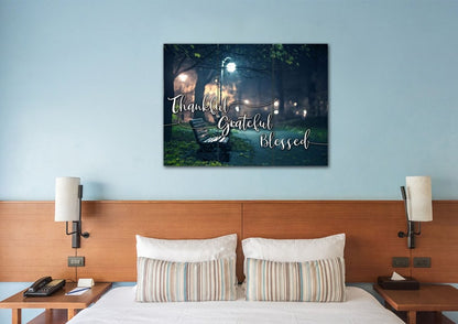 The Bench Thankful, Grateful & Blessed Wall Decor - Christian Canvas Wall Art