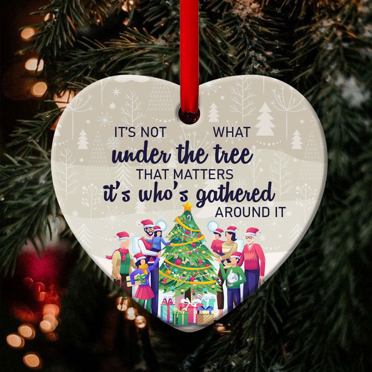 The Best Gift For Christmas Is The Presence Of Family - Christmas Ceramic Heart Ornament - Christian Hanging Gift