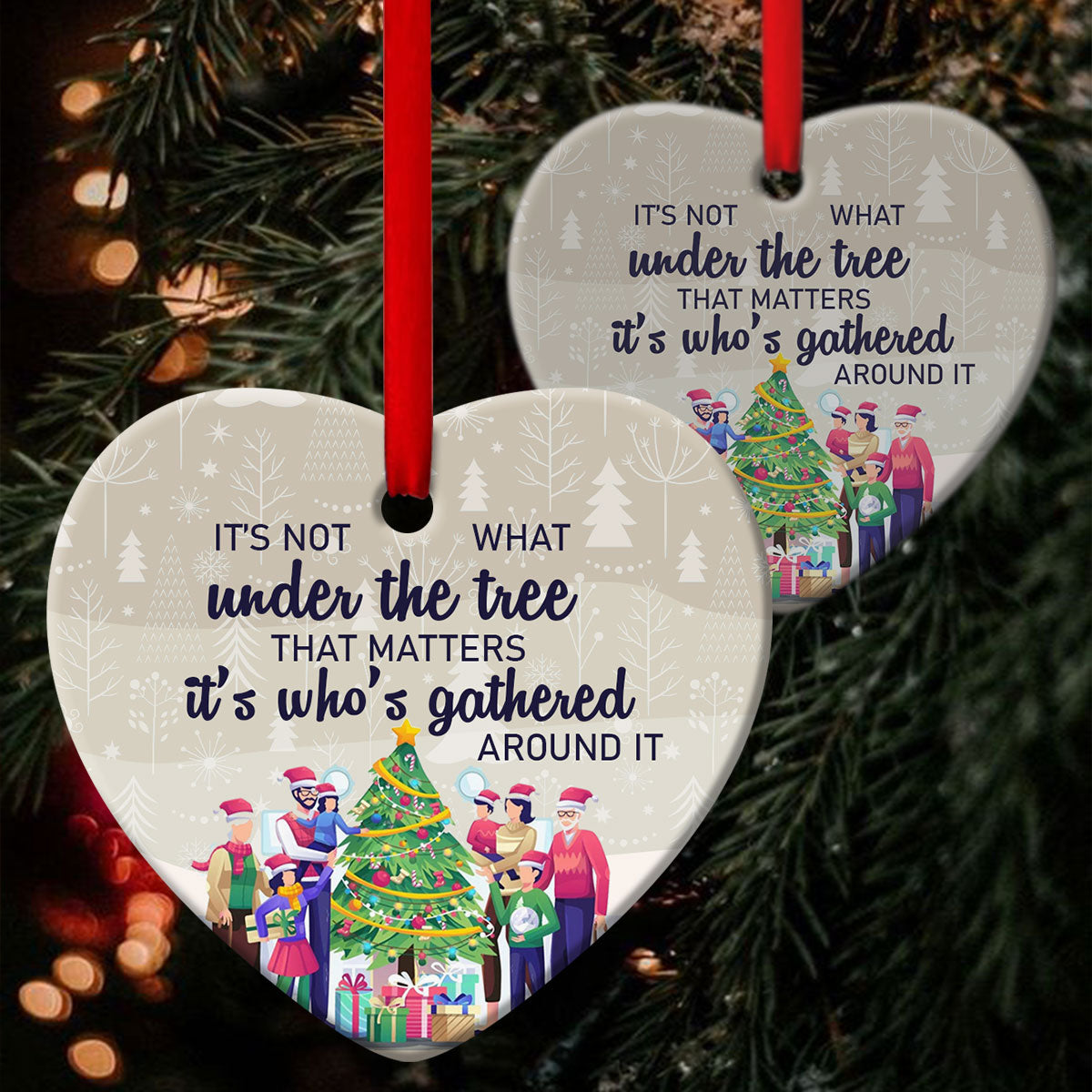 The Best Gift For Christmas Is The Presence Of Family - Christmas Ceramic Heart Ornament - Christian Hanging Gift