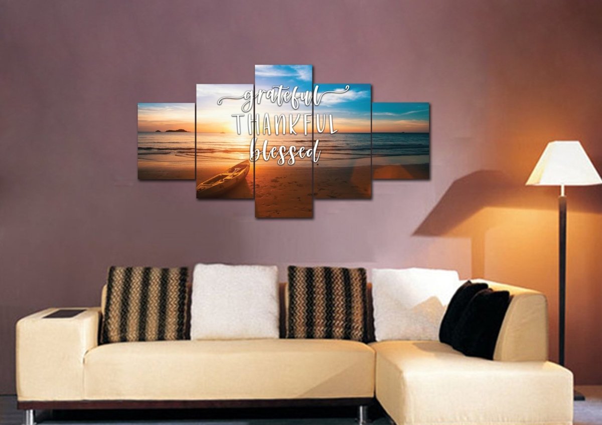 The Boat Thankful, Grateful & Blessed Wall Decor - Christian Canvas Wall Art