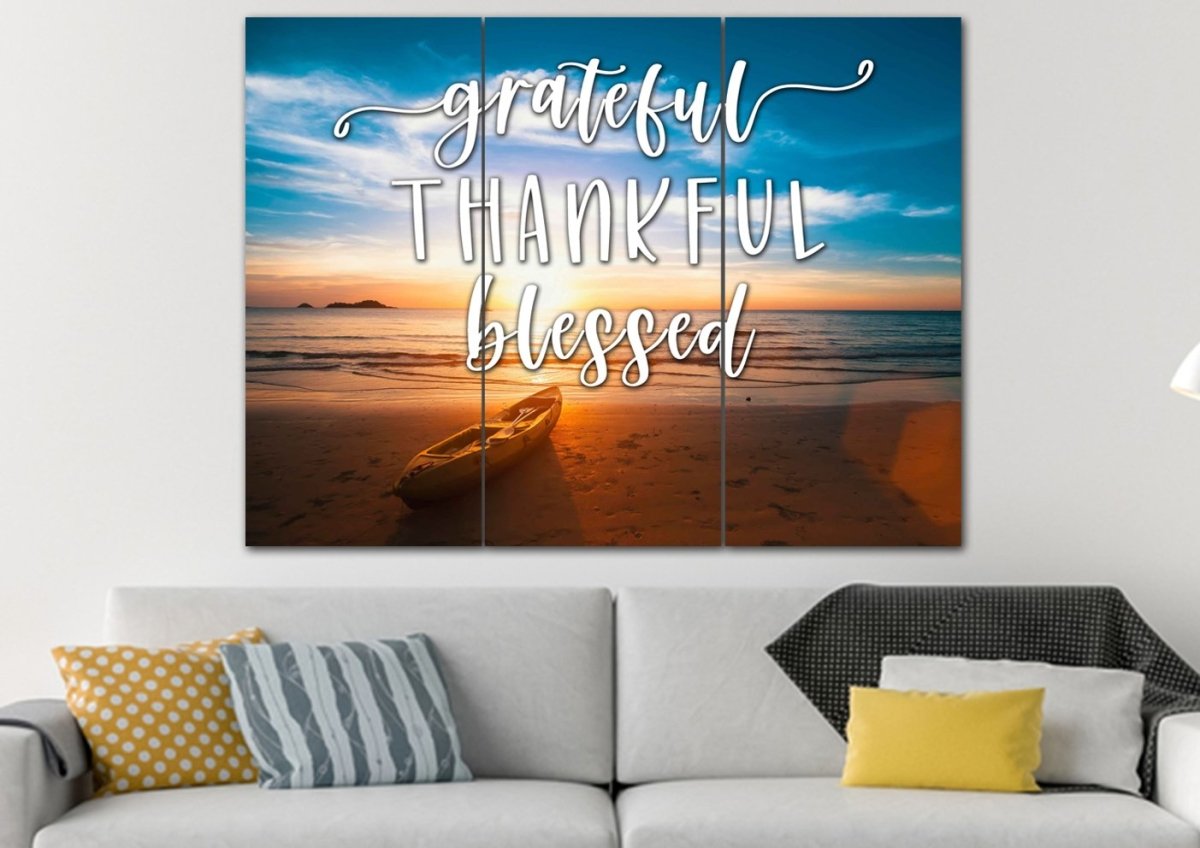 The Boat Thankful, Grateful & Blessed Wall Decor - Christian Canvas Wall Art