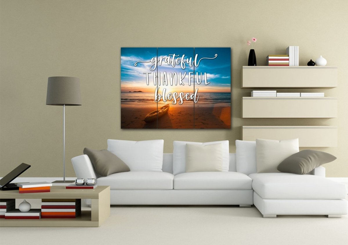 The Boat Thankful, Grateful & Blessed Wall Decor - Christian Canvas Wall Art