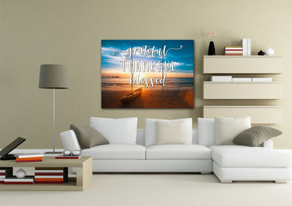 The Boat Thankful, Grateful & Blessed Wall Decor - Christian Canvas Wall Art