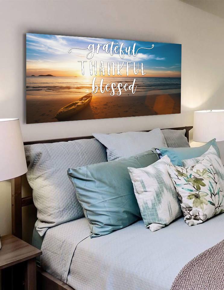 The Boat Thankful, Grateful & Blessed Wall Decor - Christian Canvas Wall Art
