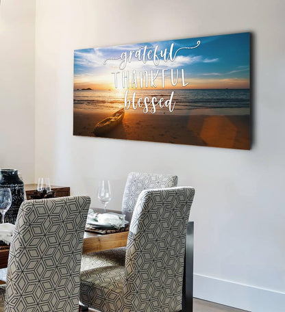 The Boat Thankful, Grateful & Blessed Wall Decor - Christian Canvas Wall Art