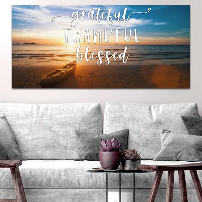 The Boat Thankful, Grateful & Blessed Wall Decor - Christian Canvas Wall Art