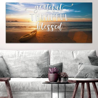 The Boat Thankful, Grateful & Blessed Wall Decor - Christian Canvas Wall Art