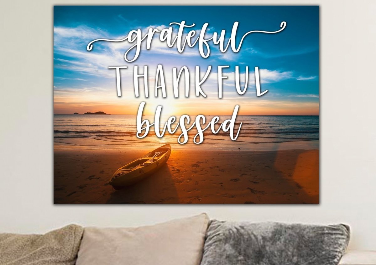 The Boat Thankful, Grateful & Blessed Wall Decor - Christian Canvas Wall Art