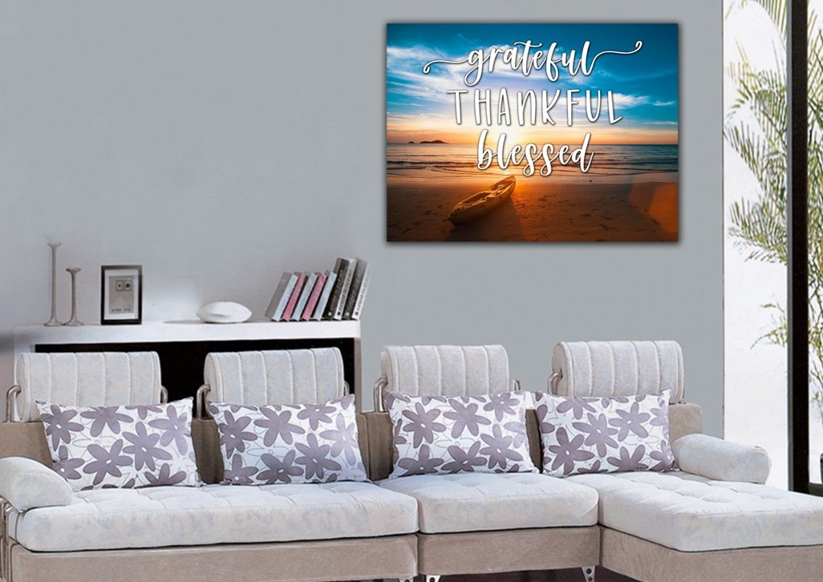 The Boat Thankful, Grateful & Blessed Wall Decor - Christian Canvas Wall Art