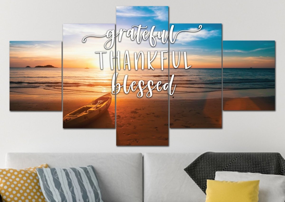 The Boat Thankful, Grateful & Blessed Wall Decor - Christian Canvas Wall Art