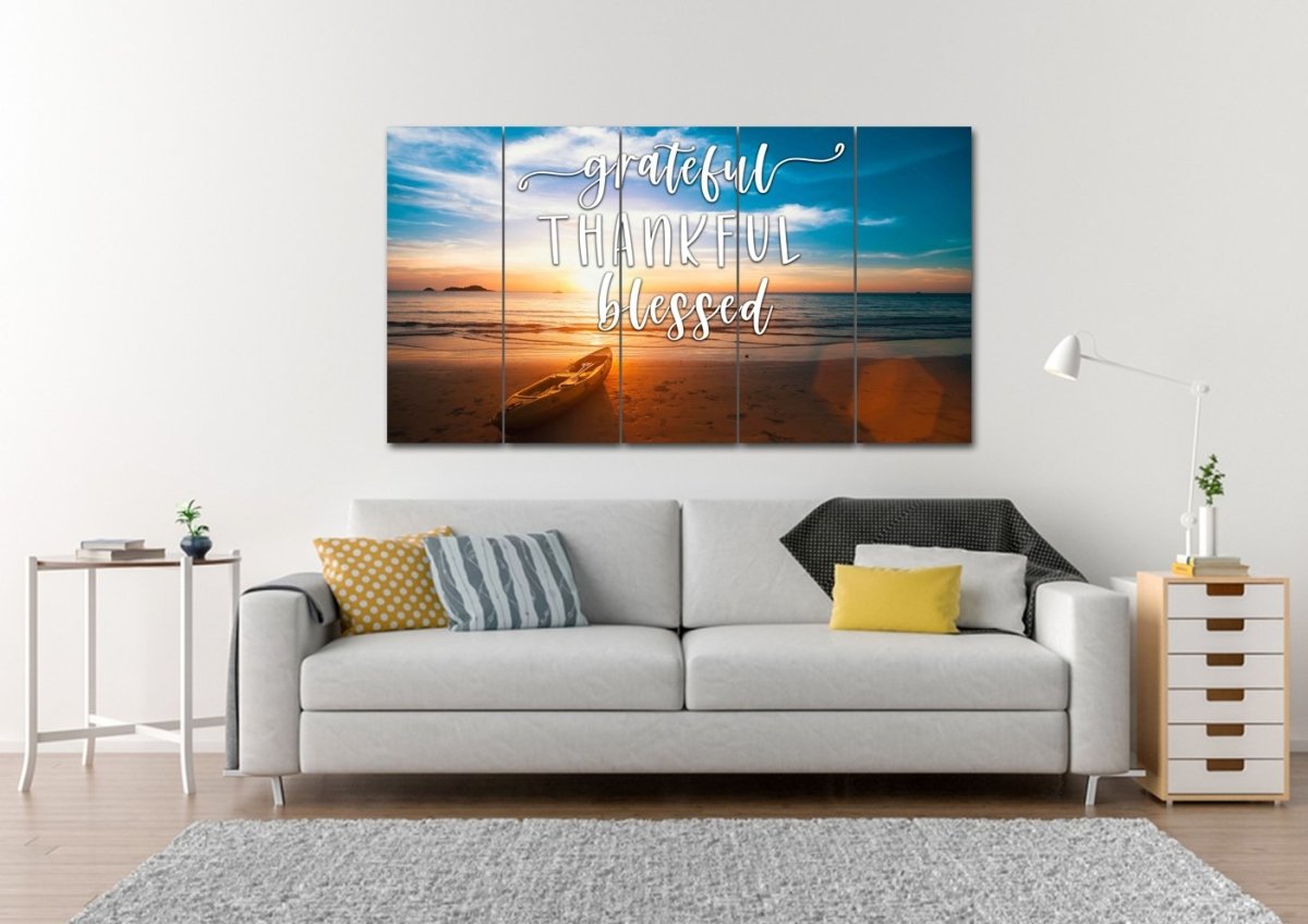 The Boat Thankful, Grateful & Blessed Wall Decor - Christian Canvas Wall Art