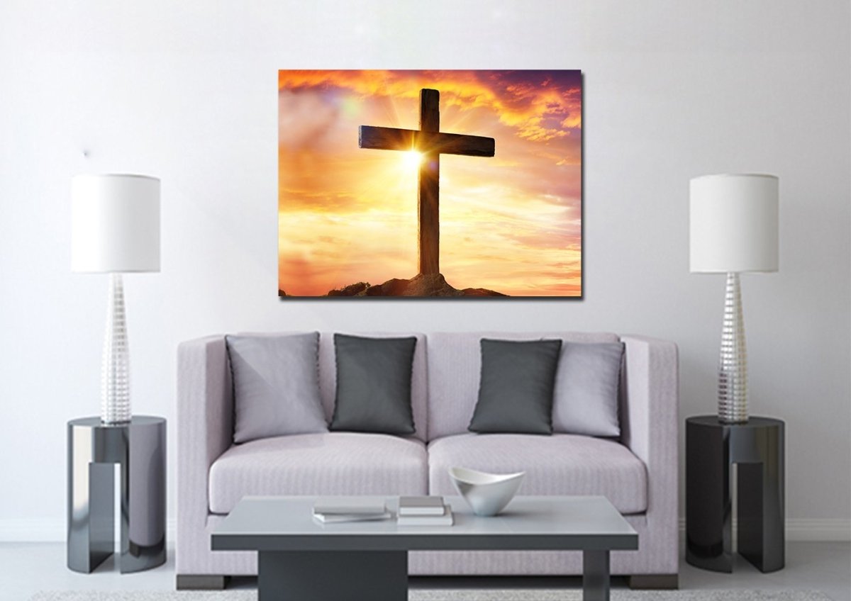 The Bright Cross Wall Art - Christian Canvas Wall Art