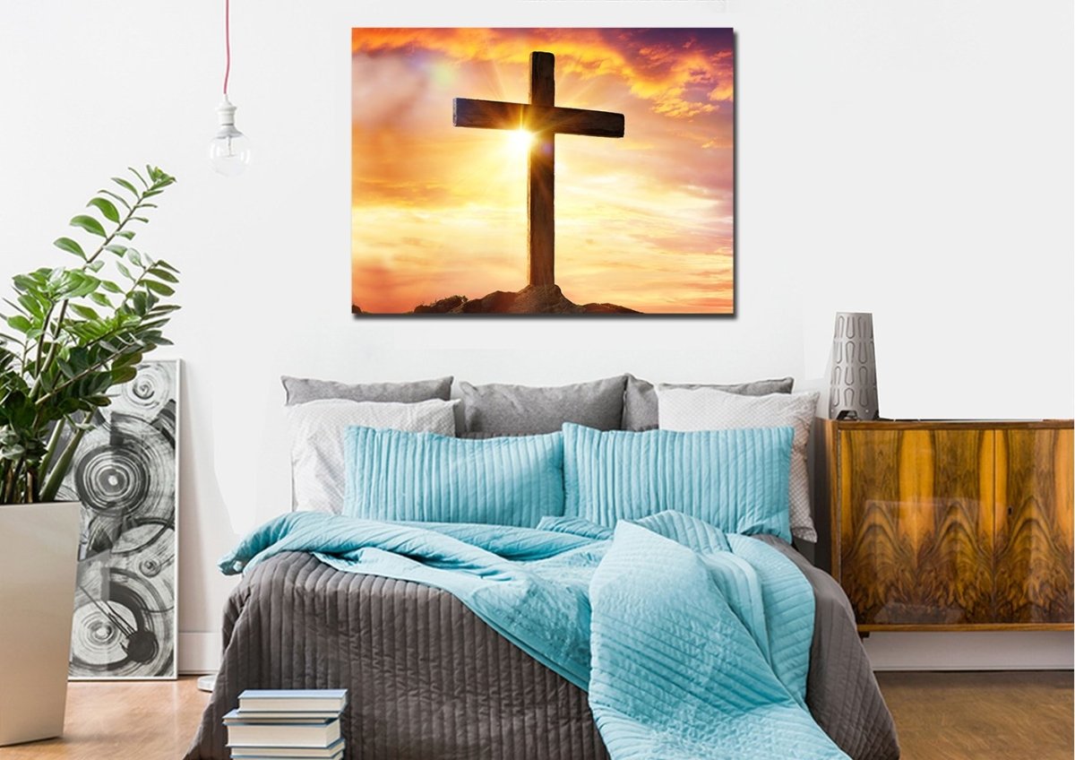 The Bright Cross Wall Art - Christian Canvas Wall Art