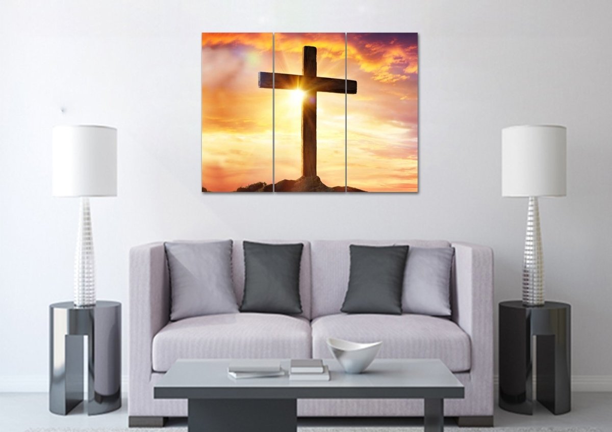 The Bright Cross Wall Art - Christian Canvas Wall Art