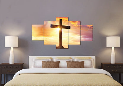 The Bright Cross Wall Art - Christian Canvas Wall Art